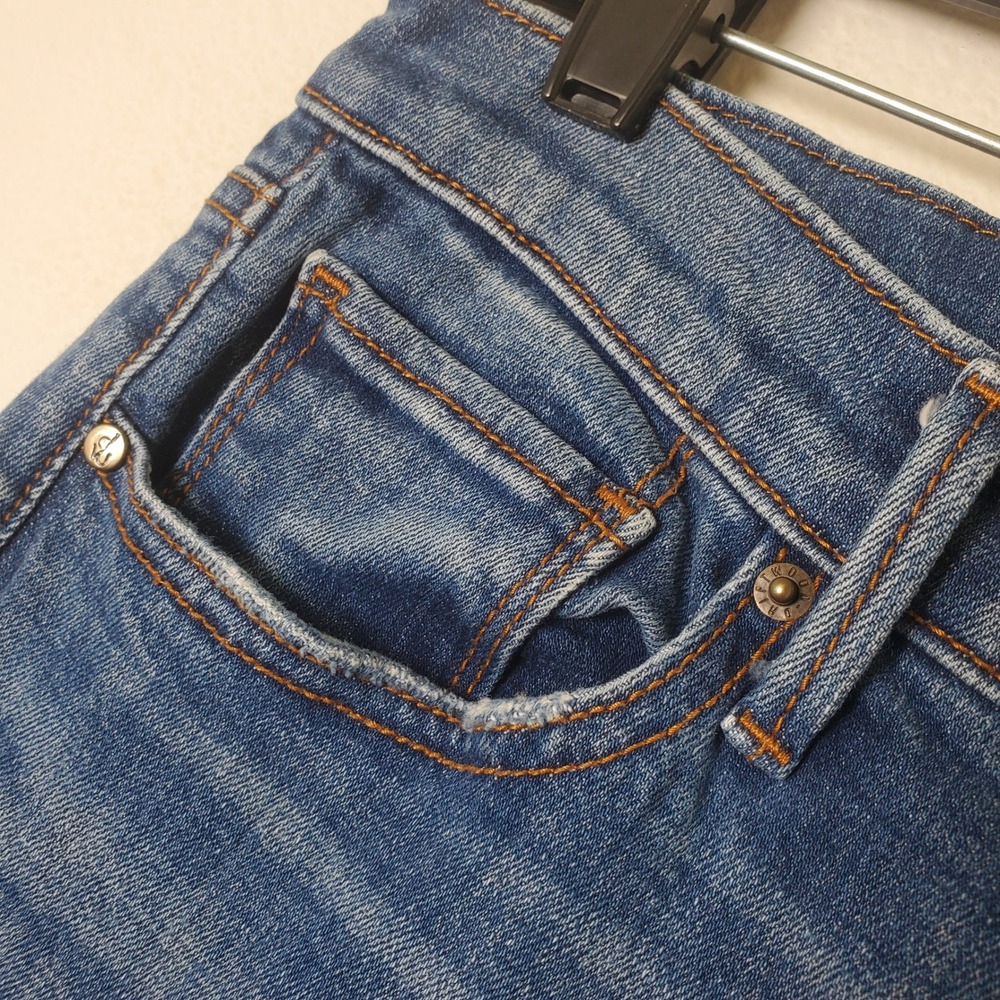 Driftwood Audrey Slim Straight Leg Raw‎ Hem Jeans Medium Wash Blue Denim Size 28 - Picture 8 of 12